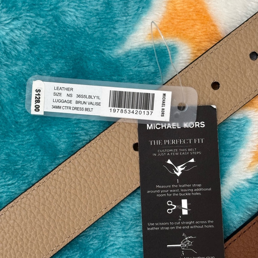 NWT Michael Kors Men's Reversible 34mm Brown Leather Belt with Black Buckle - Picture 8 of 8